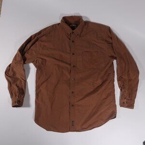 VTG Woolrich Heavy Cotton Button Down Shirt XL Brown Distressed Workwear